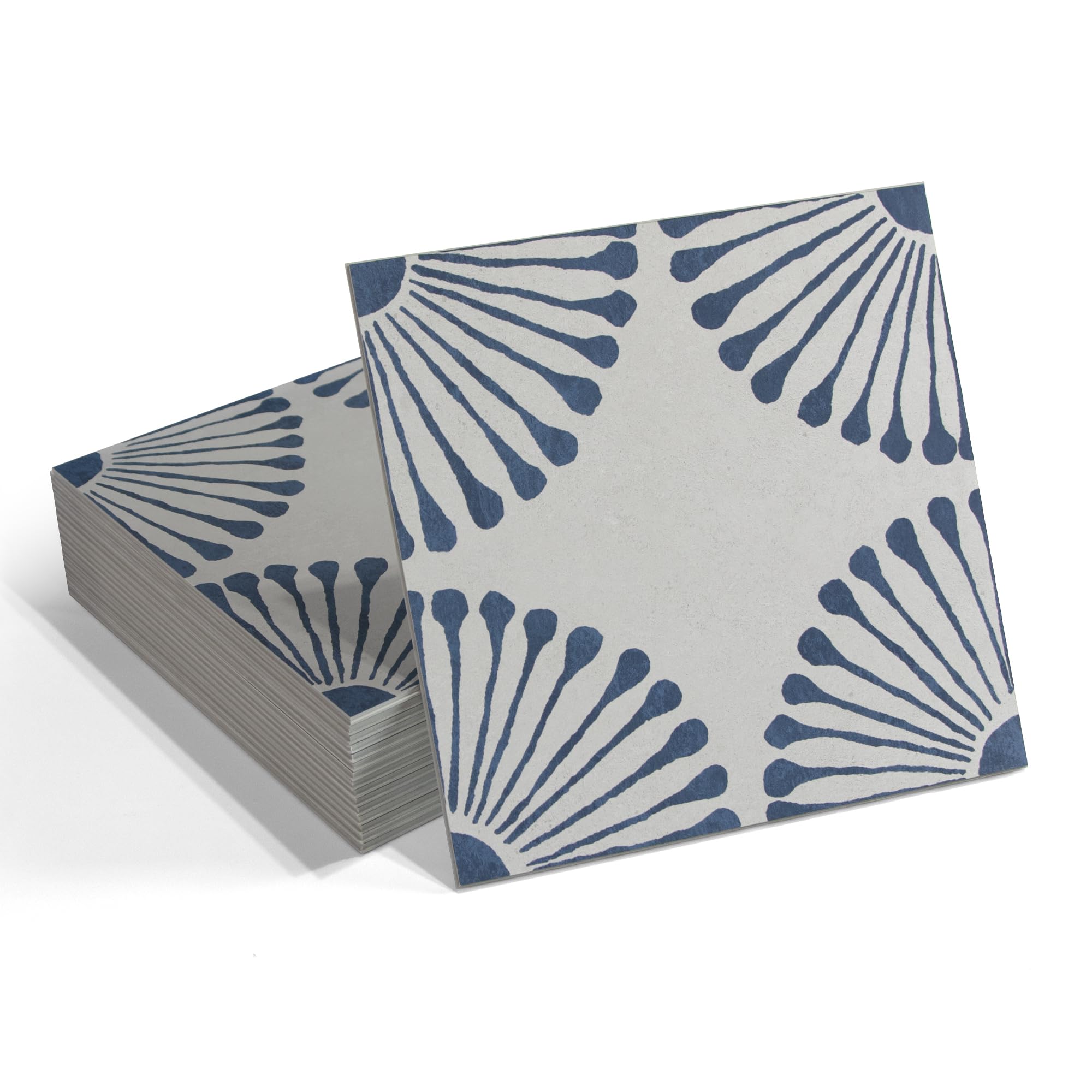 Photo 1 of INNO STICKERS 16-Sheet Peel and Stick Floor and Wall Tile, 9" x 9" Blue Stone Composite Self Adhesive Vinyl Flooring, Patterned Flower Groutble Backsplash Tile for Kitchen Bathroom Shower