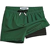 maamgic Boys Swim Trunks with Compression Liner Toddler Stretch Swim Shorts