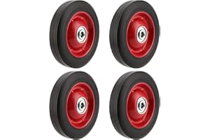 PINGEUI 4 PCS 6 Inch Solid Rubber Tire, Flat Free Solid Rubber Wheels, Hand Truck Replacement Wheels, 1/2-Inch Axle Hole, 176 lbs Max Load-Bearing Capacity