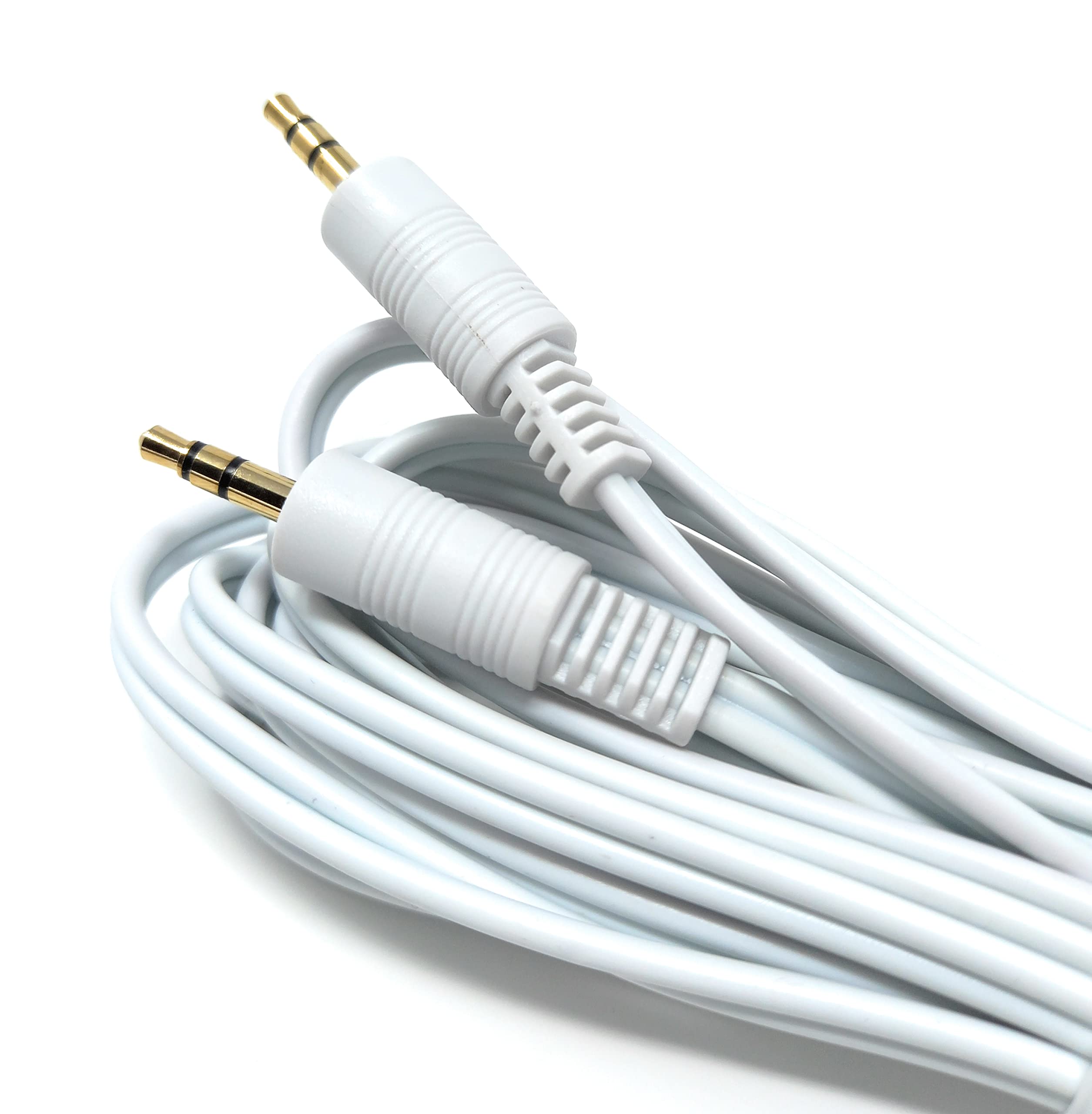 DRUT 3m 3.5mm to 3.5mm Stereo Audio AUX Cable Gold Connectors, Small 3 pin Jack to Jack Speaker Lead (10ft, White)