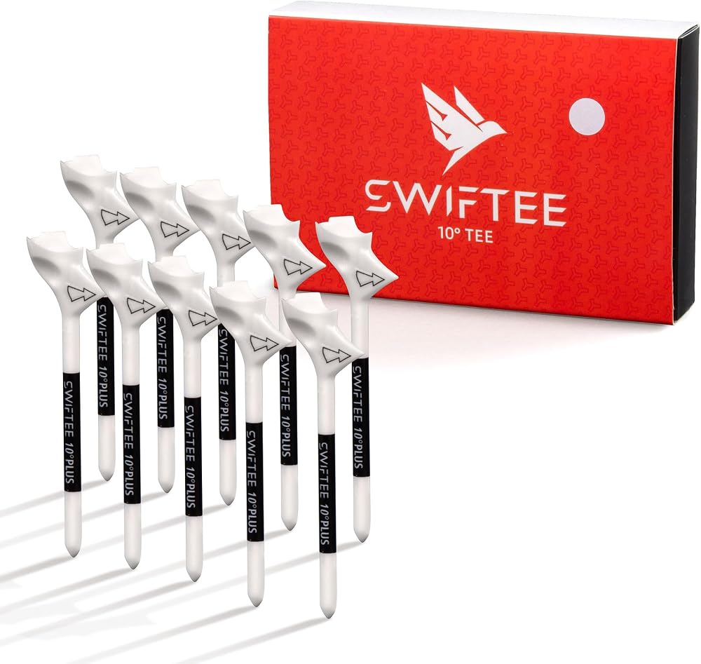 SWIFTEE Premium 10 Degree Golf Tees Pack of 10 White 83mm Driver/Iron