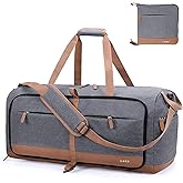 Lekesky Foldable Travel Duffel Bag for Women, 80L Large Duffle Bag with Separate Shoes Compartments & Straps, Carry On Weekend Bag for Women, Hospital, Overnight(Grey)