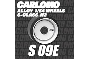 WAVEIST Carlomo 1/64 Scale S-Class Alloy Wheels Rubber Tires with Axles Detail Up Kits (4pcs/1 Kit) Modified Parts for 1:64 Diecast Model Cars (S09-E)