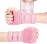 ACWOO Wrist Brace 2 Pack Elastic Support with Strap Pink Right Left view 1