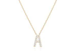 PAVOI 14K White Gold Plated Cubic Zirconia Initial Necklace | Letter Dainty Necklaces for Women
