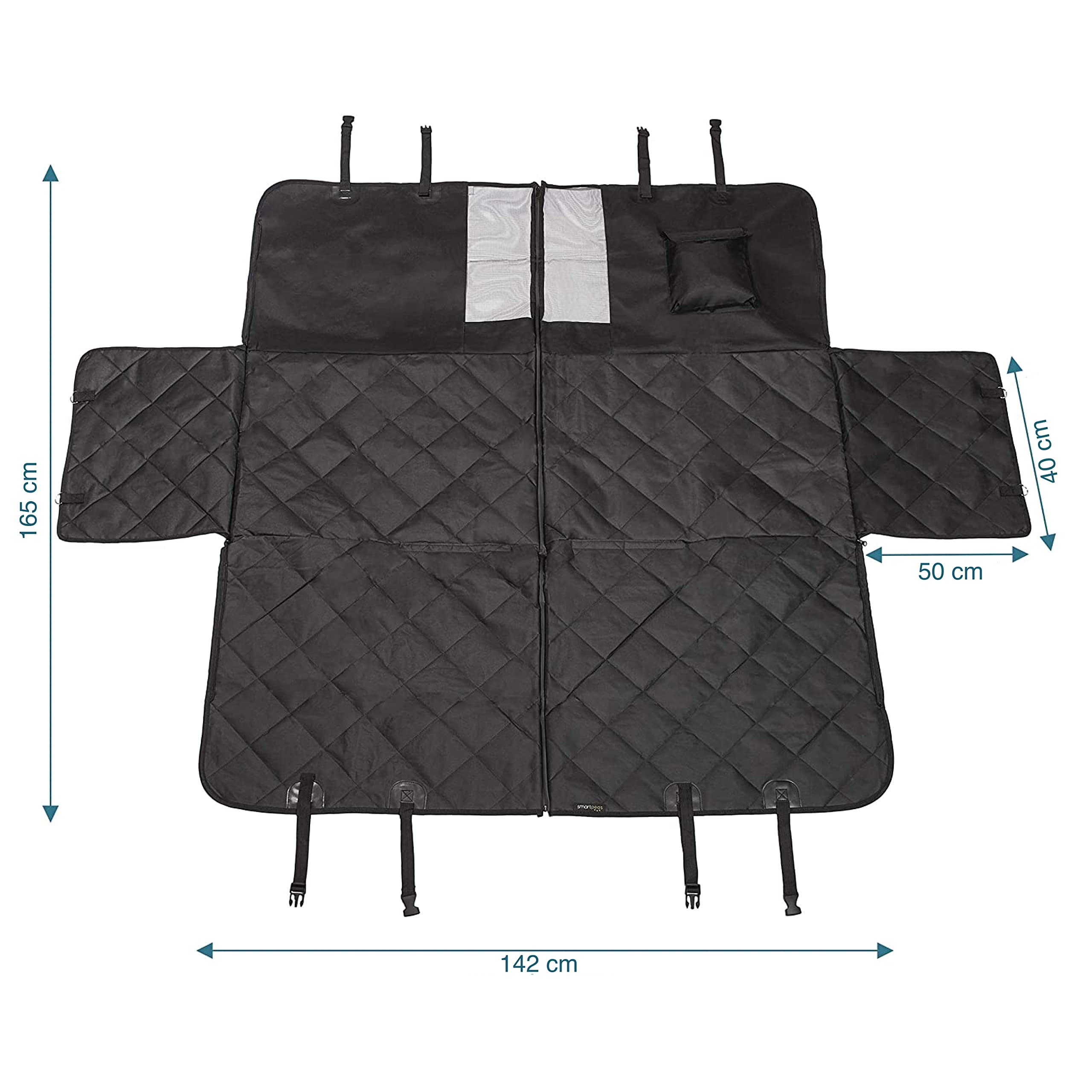Hundedecke Für Die Rückbank Xxl – Gepolsterte Schondecke Mit Seitenschutz 165*142*50Cm – Universell Für Jedes Auto – Teilbar – Auch Für Den Kofferraum +Faltbarer Wassernapf +Tierhaarbürste 6