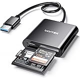 USB Card Reader, Unitek 3-Slot USB 3.0 Compact Card Reader, Read 3 Cards Simultaneously, Aluminum SD Micro SD CF Card Adapter