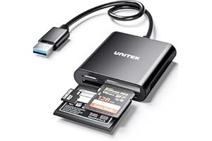 USB Card Reader, Unitek 3-Slot USB 3.0 Compact Card Reader, Read 3 Cards Simultaneously, Aluminum SD Micro SD CF Card Adapter