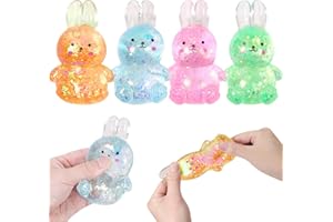 JIACAI Easter Basket Stuffers,Easter Basket Essentials,4pcs Big Squishy Easter Bunny Stress Balls for Adults,kids,Easter Toys Stress Relief Fidget Balls,Easter party favors for kids,Easter Basket Ideas Gifts