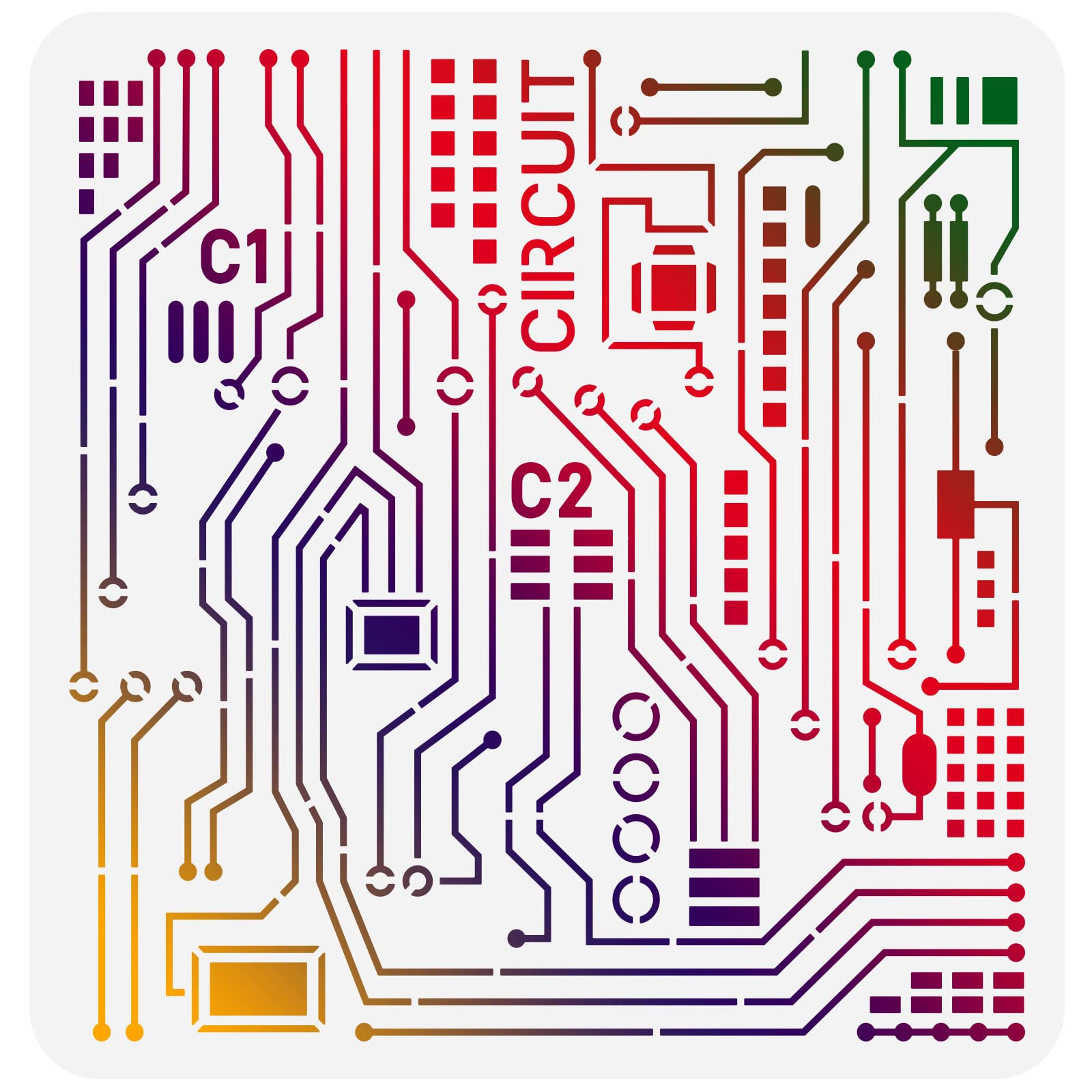 FINGERINSPIRE Circuit Board Stencil 30x30cm Reusable Mixed Media Stencils for Painting Large Size Electronic Sketch Stencils for Painting on Wall, Wood, Furniture, Fabric and Paper