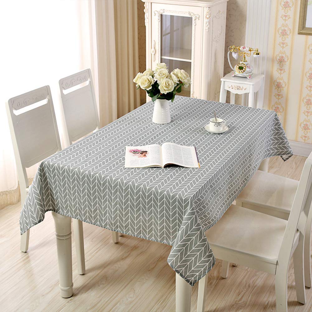 Wondder Cotton Linen Table Cloth Geometry Printing for Multifunctional Table Cover Tablecloth Home Kitchen Decoration (140x220cm(55x86.6inch), Gray)