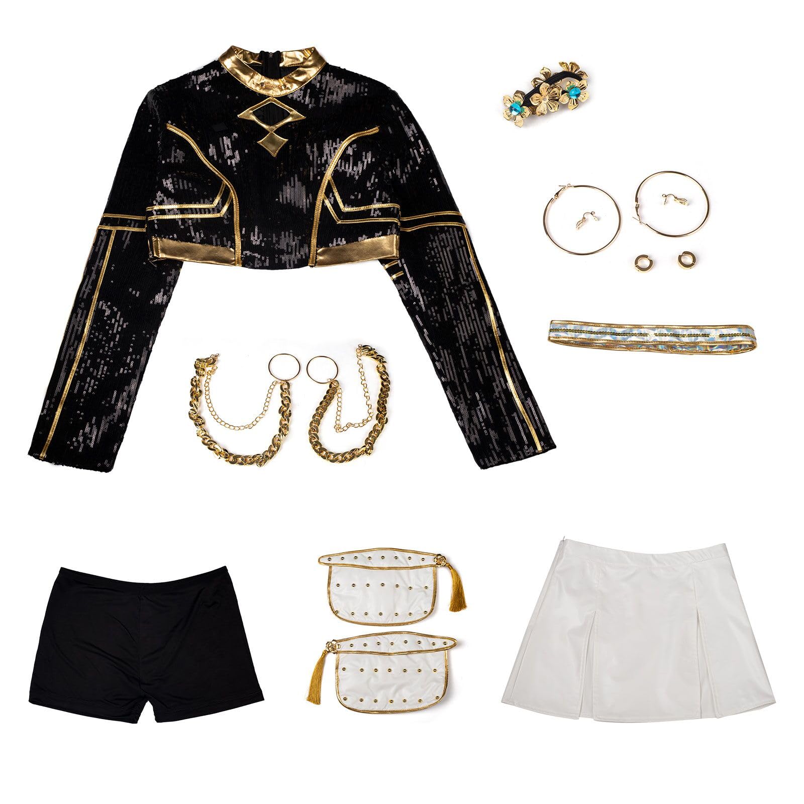 Photo 1 of **DIRTY*** Cosfun Womens Cosplay Costume Set - Black Golden Tops Skirt Uniform Outfits Size M
