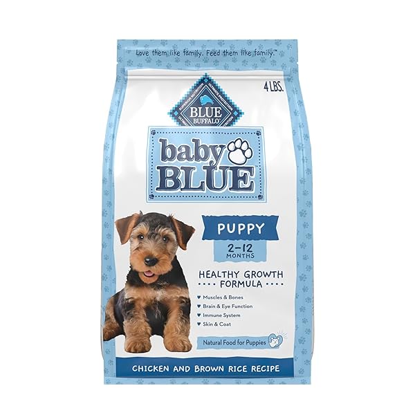 BLUE BUFFALO BABY BLUE NATURAL DRY FOOD FOR PUPPIES, HEALTHY GROWTH FORMULA WITH DHA, SAVORY CHICKEN RECIPE, 4-LB. BAG