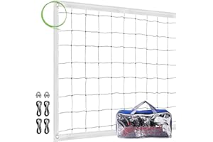 NQV Volleyball Net Replacement with Steel Cable for Outdoor Indoor Backyard Beach, 32FTx3FT Professional Portable Volleyball Net (Net Only)