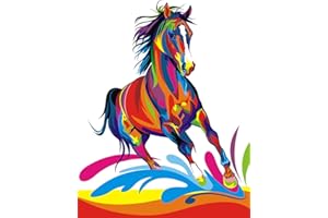 ifymei Paint by Numbers for Kids and Adults Beginner, DIY Gift Canvas Painting Kits for Boys and Girls, 16x20 Inch Colorful Horse [Without Frame]