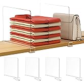 HBlife 12 Inches Tall [Extra Tall Version] Clear Shelf Dividers, 4 Pack Purse Organizer for Closet Perfect for Sweater, Shirts, Handbags in Bedroom and Kitchen, Acrylic Bookshelf for Organization