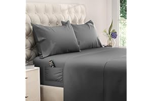 DREAMCARE Queen Size Sheets - Cooling Bed Sheets - 4pcs Set - up to 15" Deep Pocket Queen Sheet Set - Sheets Queen Size Bed - Soft & Long Lasting 100% Fine Brushed Polyester with Side Pocket - DGray
