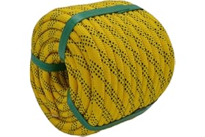 YUZENET Braided Polyester Arborist Rope (3/8 inch X 100 feet) High Strength Outdoor Rope for Tree Climbing Hiking Camping Swing, Yellow/Black