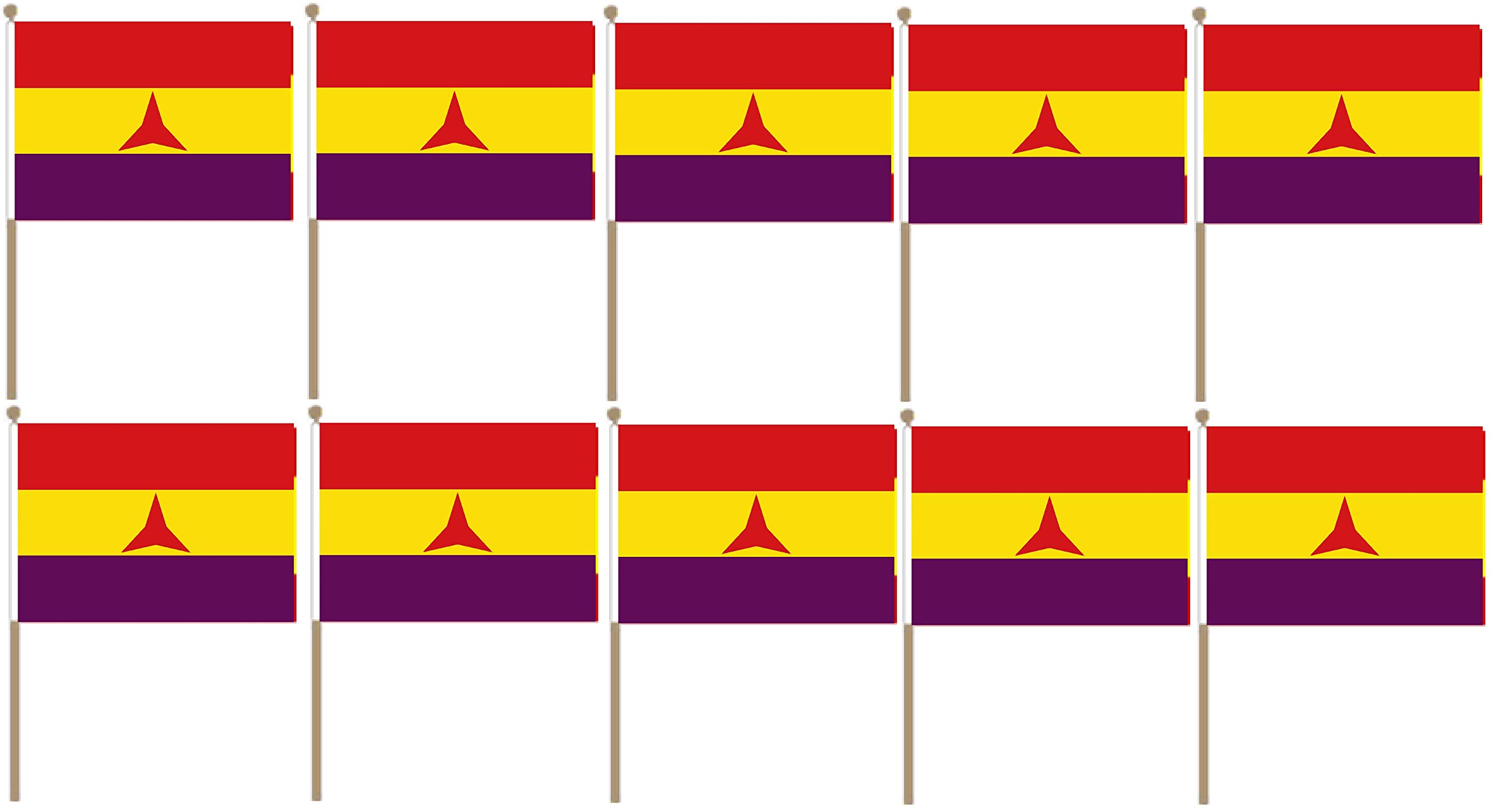 Pack Of 10 X Flag of The International Brigade Socialist Spain Civil War Held Flags 21cm x 14cm