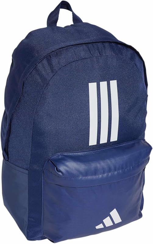 Unisex - Adulto Classic Three Stripes Back To School Backpack, Dark Blue / White, One Size — foto 4 di 8