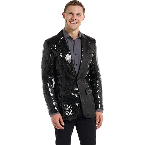 Veste à Paillettes Pour Homme - Coupe Ajustée, Brillante, Idéale Pour Fêtes, Mariages Et Soirées