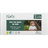 Naty Baby Diapers, Size 5 (24-55 lbs), 80 Count | 100% Plant-Based Materials on skin, Super absorbent, Soft, Premium comfort, Free from harmful chemicals