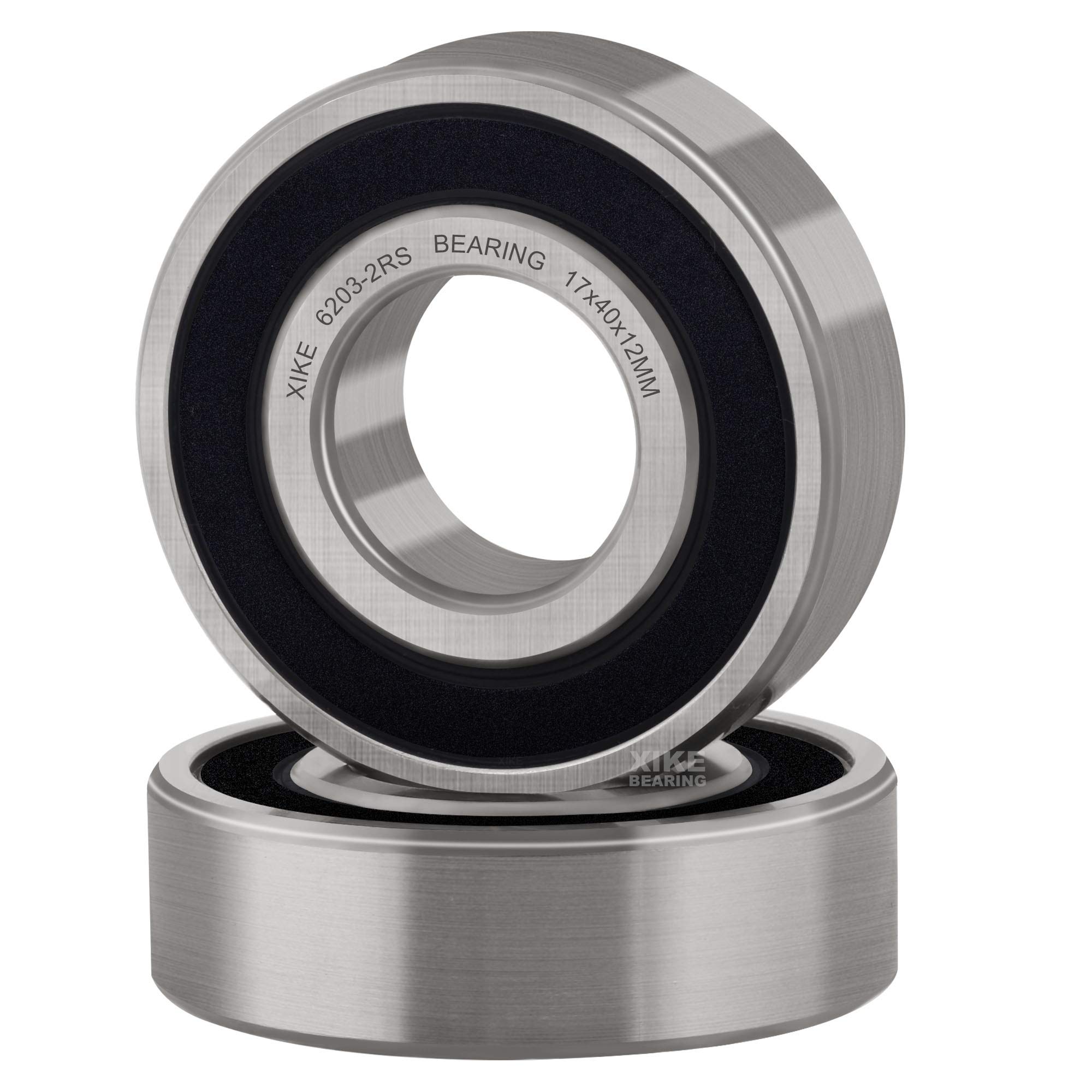 XIKE 2 pcs 6203-2RS Sealed Ball Bearings 17x40x12mm, Bearing Steel and Pre-Lubricated 6203RS Deep Groove Ball Bearing with Double Rubber Seals.