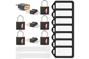 DWOYOW TSA Approved Luggage Lock and 6 Luggage Tags, TSA Gun Lock Also Can Suit for Suitcase, Luggage, Backpack, Laptop Bag, Locke 6 Pack Black