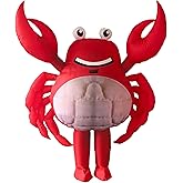 LaKimLin Adult Inflatable Crab Costume, Red Polyester Full Body Mascot Outfit, Unisex Carnival Animal Theme Costume