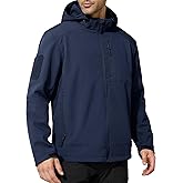 FREE SOLDIER Men's Lightweight Softshell Jacket Winter Fleece Lined Hooded Rain Waterproof Hiking Outdoor Jackets