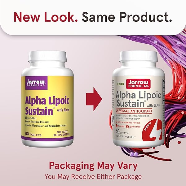 JARROW FORMULAS® ALPHA LIPOIC SUSTAIN WITH BIOTIN, 300 MG ALPHA LIPOIC ACID, UNIVERSAL ANTIOXIDANT, DIETARY SUPPLEMENT, 60 VEGAN TABLETS, UP TO A 60 DAY SUPPLY