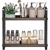 HNRLOY Bathroom Counter Organizer,Bathroom Countertop Organizer,Counter Shelf,Countertop Storage,Organization and Storage,Makeup Shelf,Sink Caddy(Brown 2 Tier)
