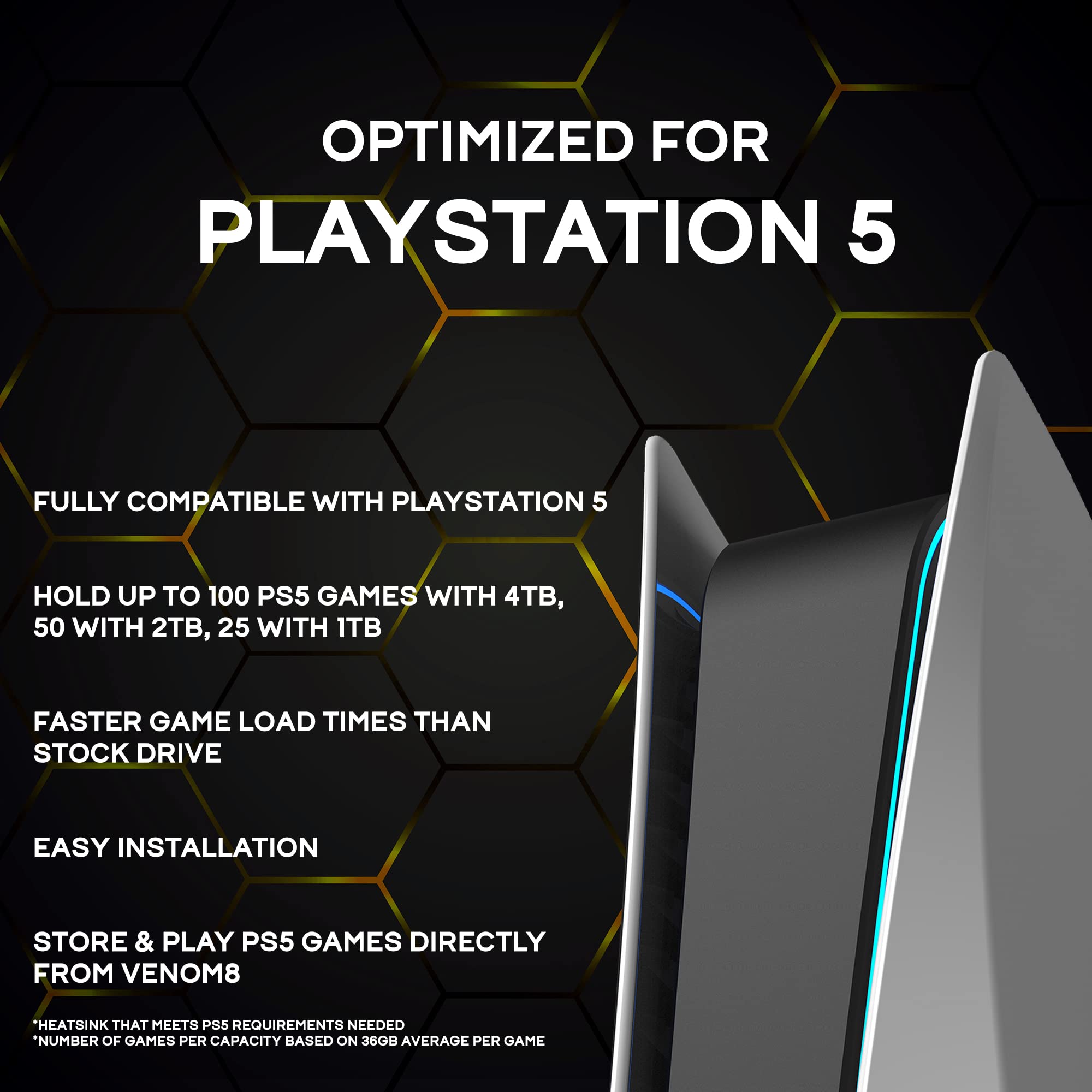 Fantom Drives VENOM8 4TB M.2 SSD - Up to 7400MB/s - NVMe Gen 4 M.2 SSD PS5, Gaming SSD for PC, Laptop, Video Editing - 3D NAND TLC - DDR4 DRAM Cache - Internal NVMe SSD (VM8X40)