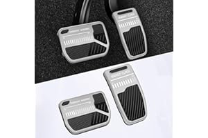 FASTCHE for Tesla Model 3 & Model Y Performance Pedal Pads Cover Foot Aluminum Non-Slip Pedals Accessories（2PCS，Silver）