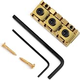 Guitar String Locking Nut Floyd Rose Style Height Adjustable Locking Nut | Tremolo Bridge Nuts, with Mounting Screw Shims and Wrench, Guitar Parts Accessories, Gold