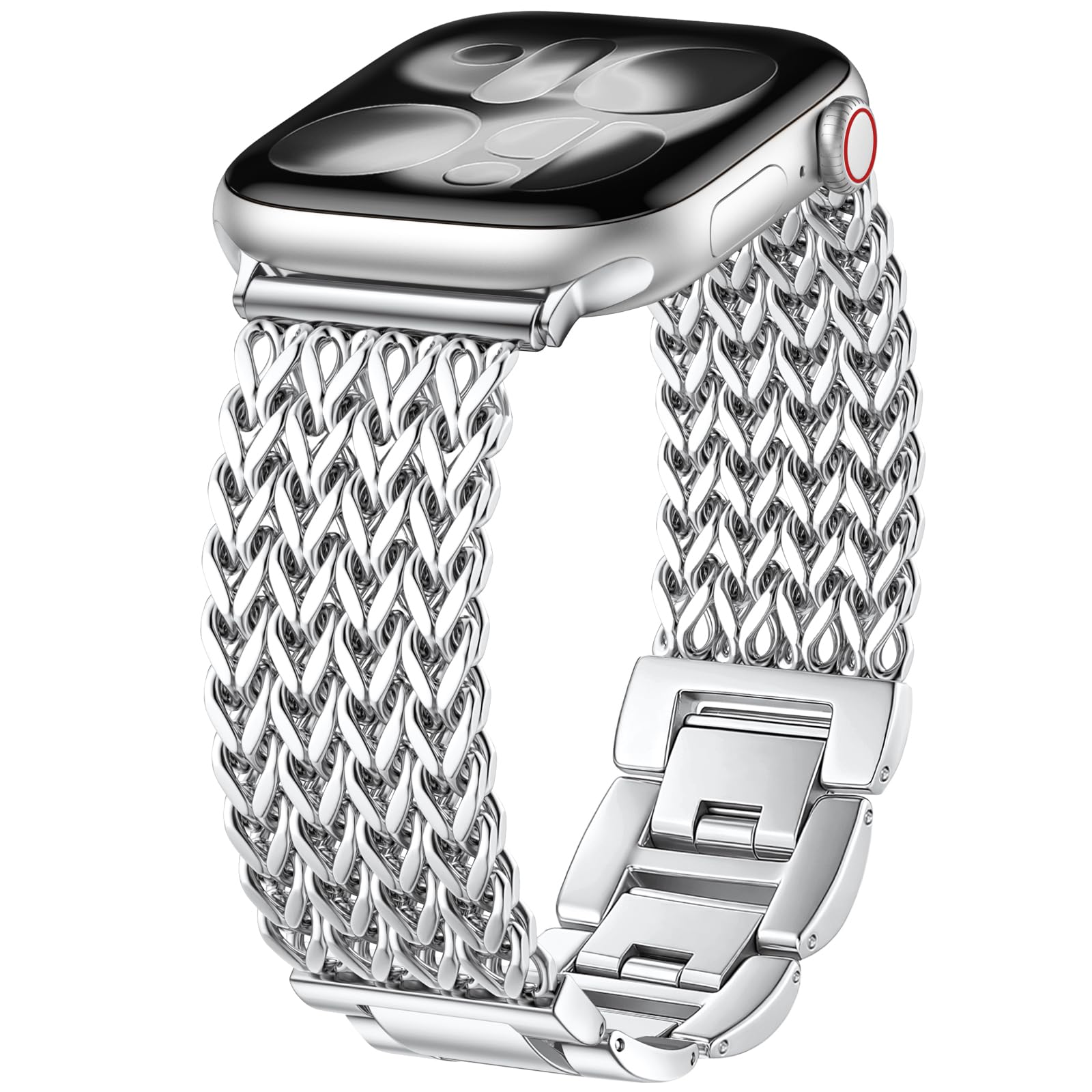 Photo 1 of SNBLK Metal Band Compatible with Silver Apple Watch Bands for Women 40mm 41mm 42mm 38mm 44mm 45mm 46mm, Dressy Stainless Steel Link Bracelet, Designer Strap for iWatch Series 11/SE/10/9/8/7/6/5/4/3/2