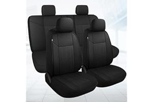 VarCozy Faux Leather Car Seat Covers Full Set, Front Seat Covers and Split Rear Bench Seat Covers for Car, Universal Seat Covers for SUV, Sedan, Automotive Interior Covers, Airbag Compatible, Black