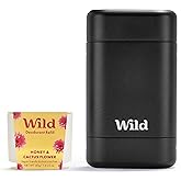 Wild Refillable Deodorant Starter Kit with Black Case and Honey & Cactus Flower Scented Refill 1.4oz - Aluminum Free - Long Lasting Protection - Vegan