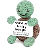 Mini Funny Turtle Grandma Gifts, Valentines Day Birthday Gifts for Grandma from Granddaughter Grandson Grandkids, Nana Gigi Love Small Cute Stuff Things, Handmade Emotional Positive Crochet Turtle