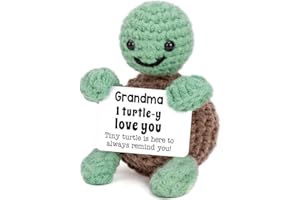 4THFARMES Mini Funny Turtle Grandma Gifts from Granddaughter Grandson, Small Presents for Grandma Christmas Birthday Gifts Nana Gigi, I Love You Cute Grandma Stuff Things, Handmade Emotional Crochet Turtle