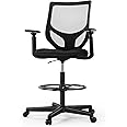 Drafting Chair - Tall Standing Office Desk Chair with Adjustable Foot Ring, Chair with Ergonomic Lumbar Support, Adjustable Height, Breathable Mesh