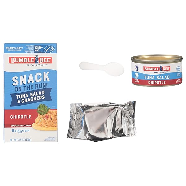 BUMBLE BEE SNACK ON THE RUN! PROTEIN SNACK PACK – 8G PROTEIN PER BOX – CHIPOTLE TUNA SALAD WITH CRACKERS KIT – READY TO EAT EASY-OPEN CAN – WILD CAUGHT MSC-CERTIFIED TUNA (PACK OF 1)