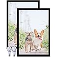 icariery 16x24 Picture Frame Set of 2, Black Photo Frames High Transparent Wall Gallery Desktop Horizontal Vertical for Canvas Collage Photo Poster Certificate 16 x 24 inches
