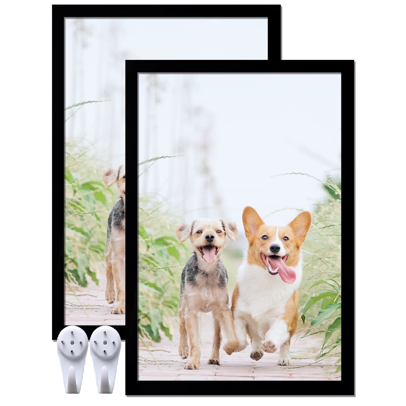 Photo 1 of  icariery 16x24 Picture Frame Set of 2, Black Photo Frames High Transparent Wall Gallery Desktop Horizontal Vertical for Canvas Collage Photo Poster Certificate 16 x 24 inches