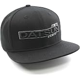 Datsun Baseball Cap - Style F Flat Brim - Black &amp; Dark Silver Colorway - Snap Back Hat