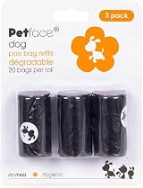 Petface Dog Poop Bag Refills 60 Bags Pack of 3 Degradable Tie Handle