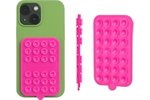 OCTOBUDDY - Silicone Double-Sided Suction Phone Case Detachable Mount - Hands-Free, Strong Grip Holder for Selfies & Videos - iPhone & Android Compatible - 2.5″ x 3.75″, Hot Pink
