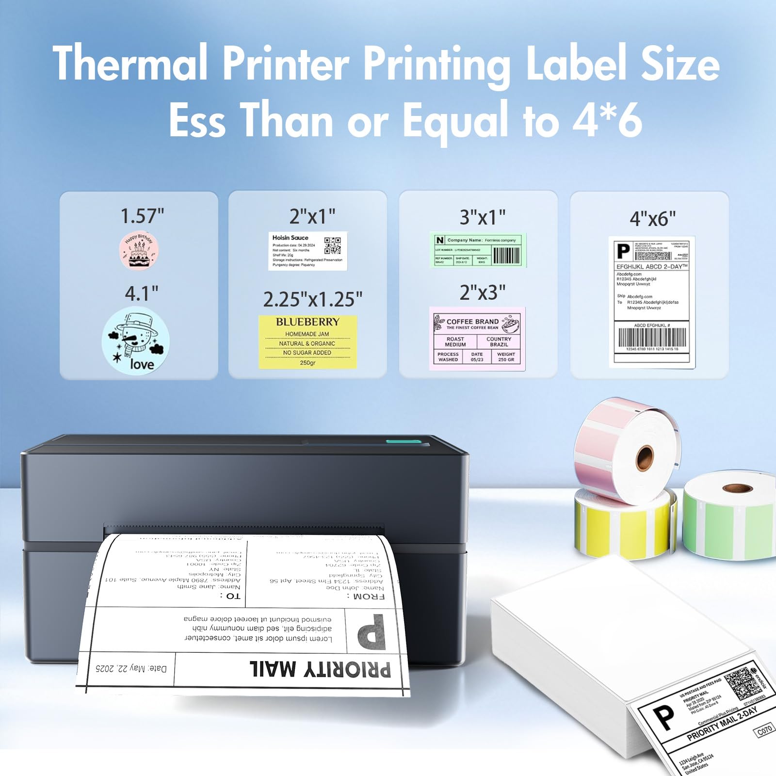 NULLTONEX Bluetooth Thermal Shipping Label Printer: 4x6 Wireless Mini Clear Label Maker with Waterproof Tape for Small Business - Widely Used for USPS UPS Ebay Amazon Shopify Etsy