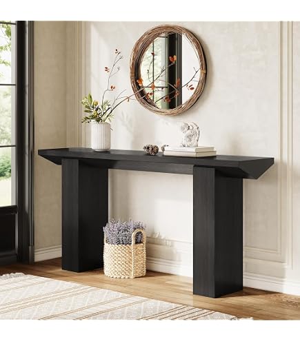 Henn&Hart 55-Inch Wide Rectangular Console Table - Modern Warm Brown For Living Room Or Entryway