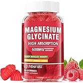 Magnesium Glycinate Gummies 600mg, High Absorption Magnesium Supplement Complex with L-Threonate, Vitamin D3 & B6, Sugar Free Magnesium Gummies for Adults, Relaxation, Sleep & Muscle Support, 60 Count